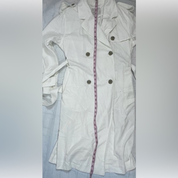 A New Day white belted long trench coat NWT linen blend Woman’s size M classic - Picture 14 of 14